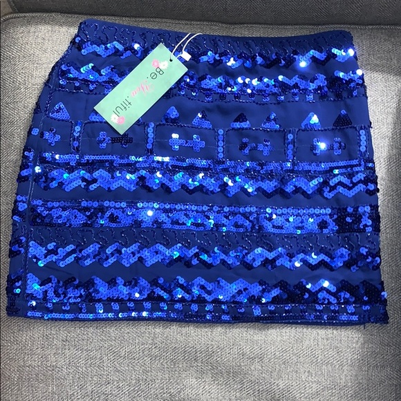 Blue Sparkly Mini Skirt - Picture 1 of 3